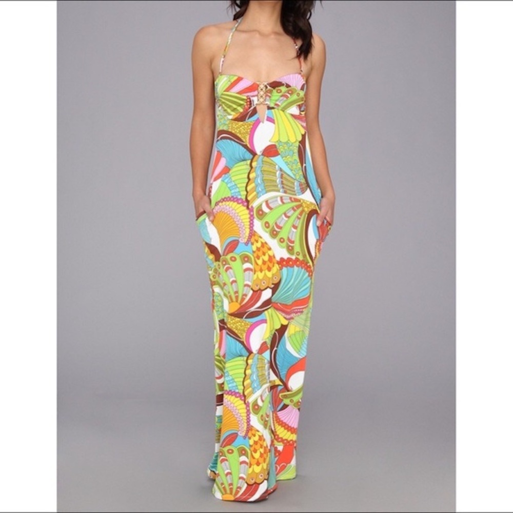 Trina Turk Santa Cruz Halter  Maxi Cover Up Dress - Picture 2 of 10